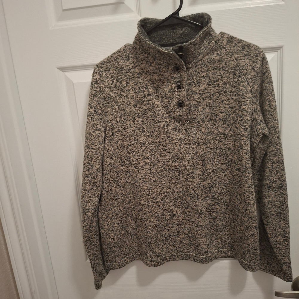 Natural Reflections Henley‎ Pullover Sweater Mens M Speckled Fleece